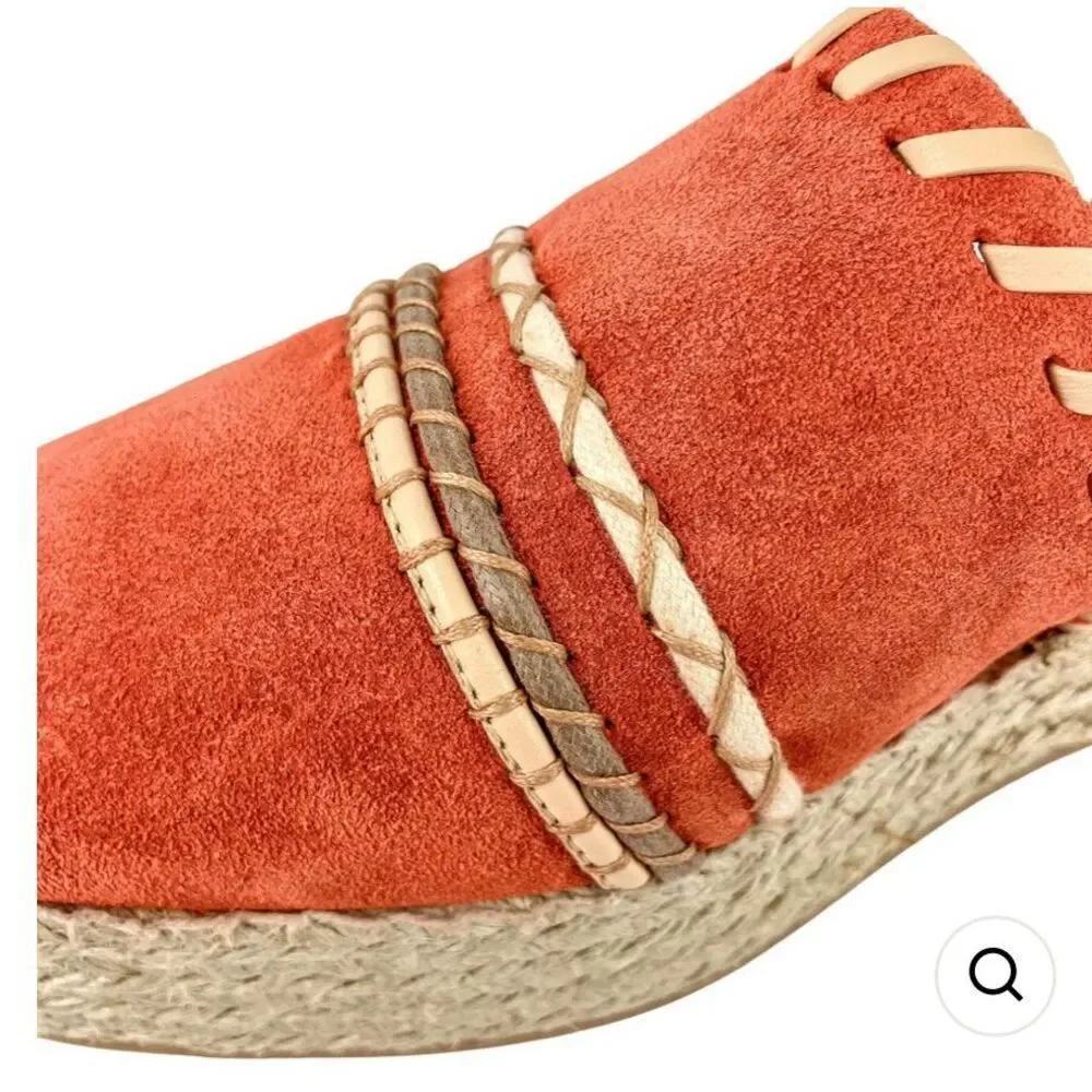 Ulla Johnson Terracotta Suede Platform Espadrille Flats with Ankle Tie